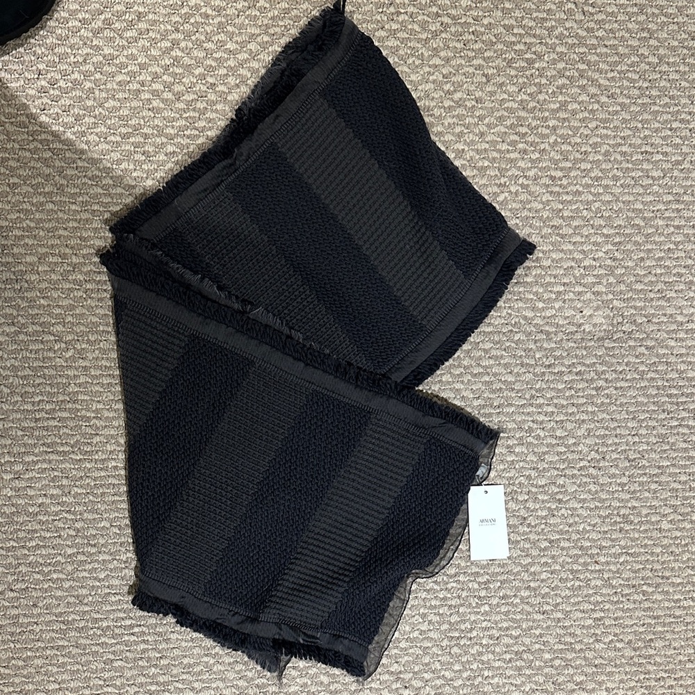 Armani Collezioni Textured Dark Grey Scarf